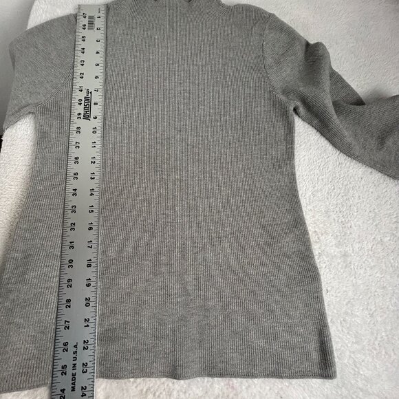 Anne Klein Womens Ribbed Knit Grey Heather Mock Neck Sweater Medium New $99 - Picture 7 of 7